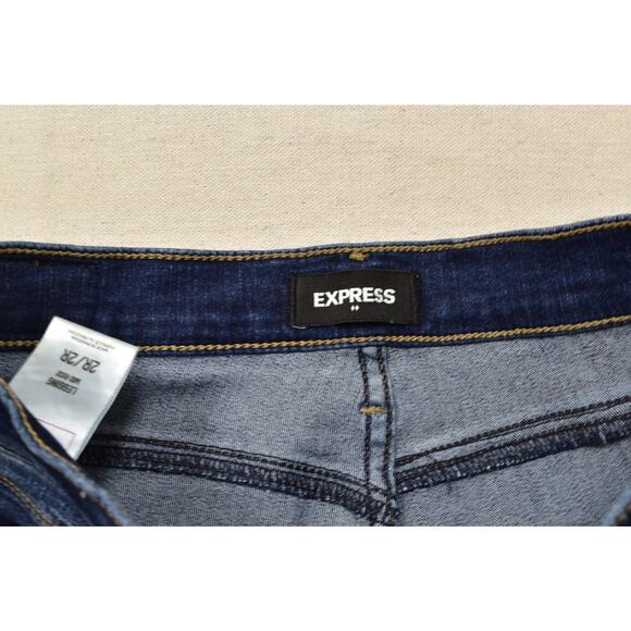 EXPRESS Distressed Mid Rise Legging Skinny Jeans Women's Juniors Size 2R Blue - Picture 5 of 8